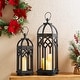 preview thumbnail 20 of 52, Glitzhome Set of 2 Wooden Church Style Decorative Lanterns Candle Holders for Wedding Mantle Entryway