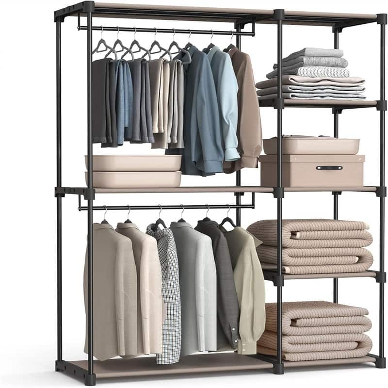 Freestanding Closet Organizer -  48.8"L x 16.9"W x 71.7"H - Brown