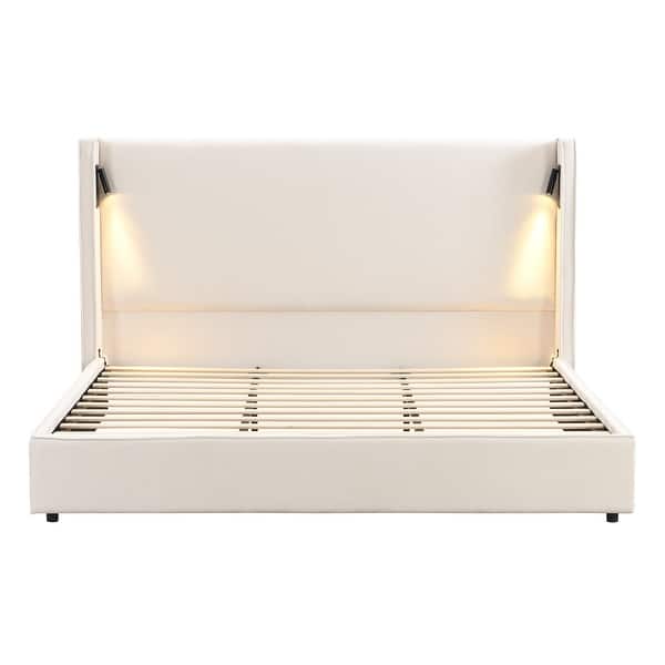 Christopher Knight Home- Cassie Upholstered Bed Frame with Reading Lamp & USB Port