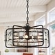 preview thumbnail 1 of 15, Industrial Modern 4-Light Metal Crystal Open Frame Drum Chandelier for Dining Room - 10-in H x 17.6-in D