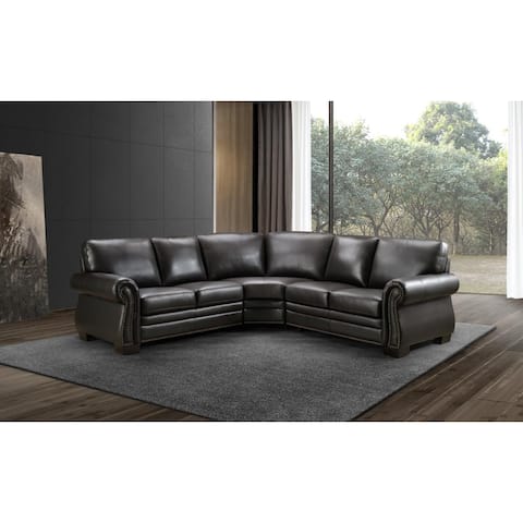 Abbyson Oxford Brown Top Grain Leather Sectional Sofa