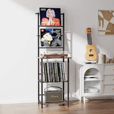 Record Player Stand with Vinyl Storage Turntable Stand for Living Room - 17.8" L x 13.77"W x 61.05" H
