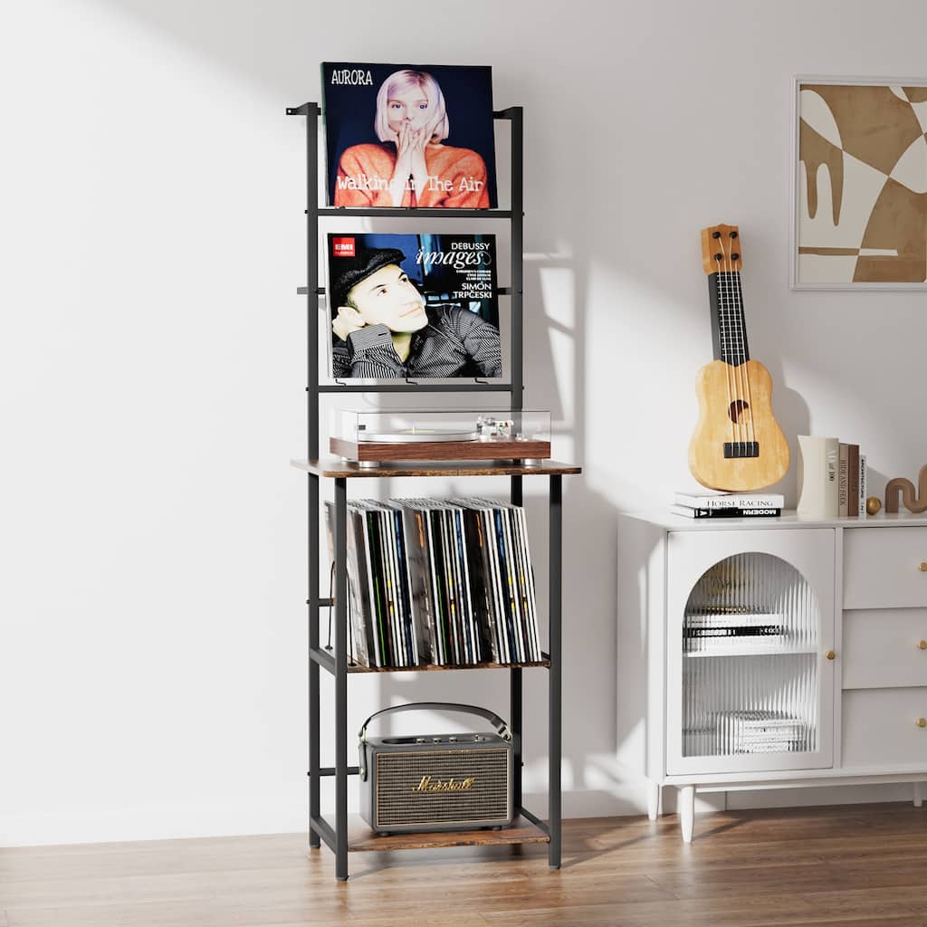 Record Player Stand with Vinyl Storage Turntable Stand for Living Room - 17.8" L x 13.77"W x 61.05" H