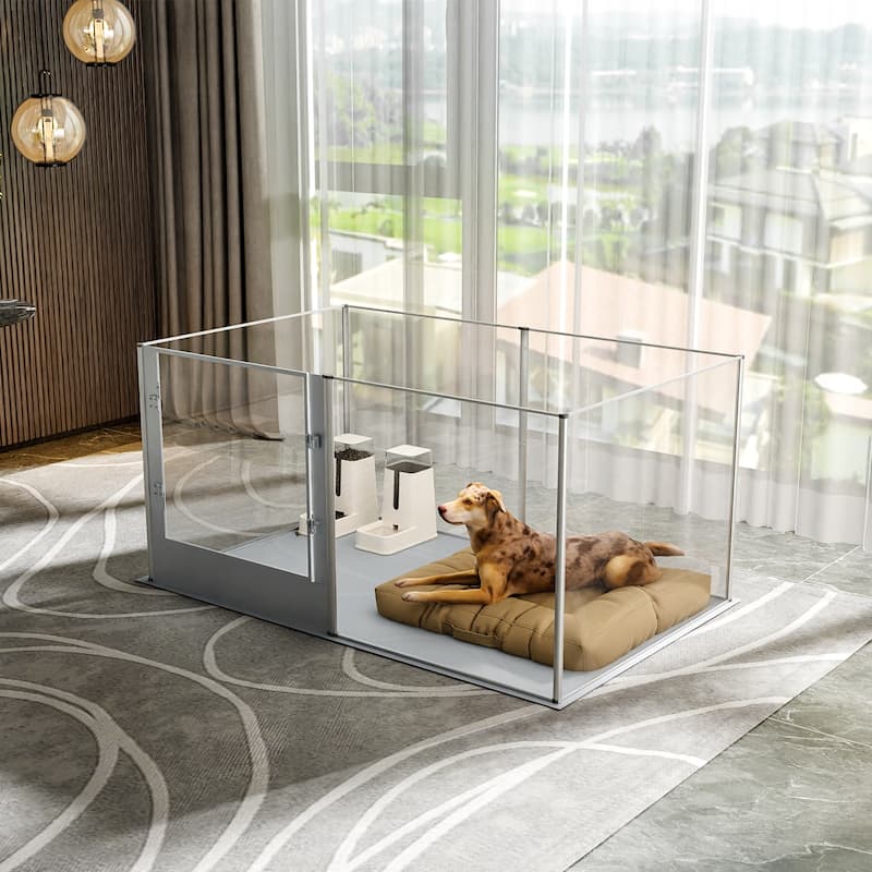Acrylic Dog Playpen Fence Exercise Play Pen for Cats, Puppies, Rabbits