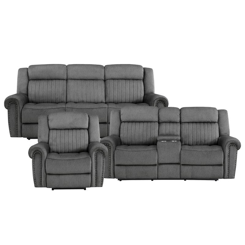 Bauta 3-Piece Power Reclining Living Room Set - Charcoal