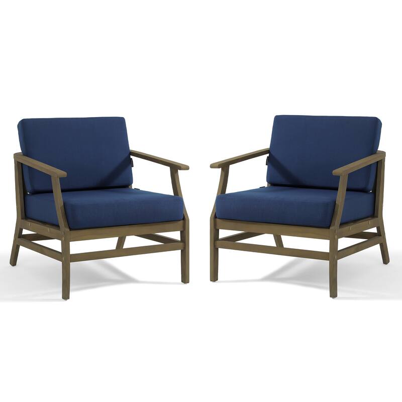 Teak Outdoor Patio Club Chairs Loveseat with Cushions