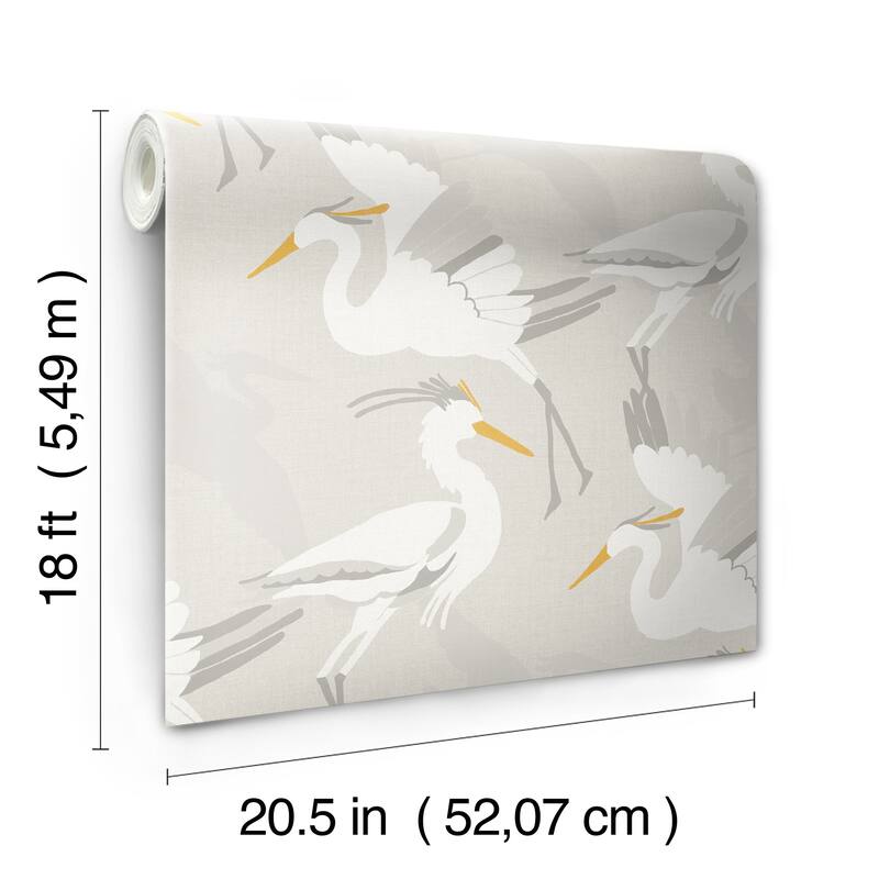 NuWallpaper Coastal Wings Taupe Peel and Stick Wallpaper - N/A