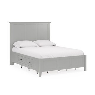Fritz Queen Size Storage Bed, Three Panel, Beveled Top, Light Gray Wood ...