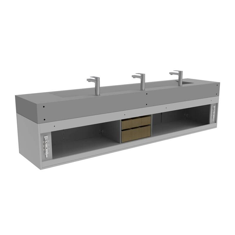 Nile 84" Wall Mounted Bathroom Vanity Set gr/ Gray Top