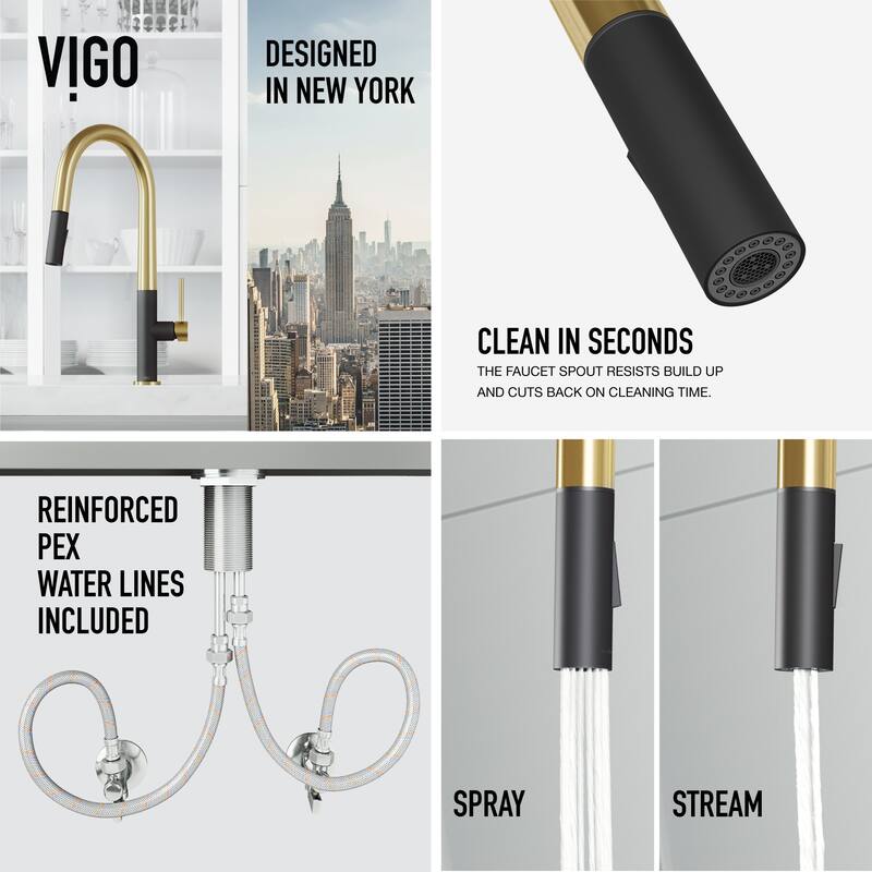 VIGO Greenwich 18" H Single Handle Pull-Down Sprayer Kitchen Faucet