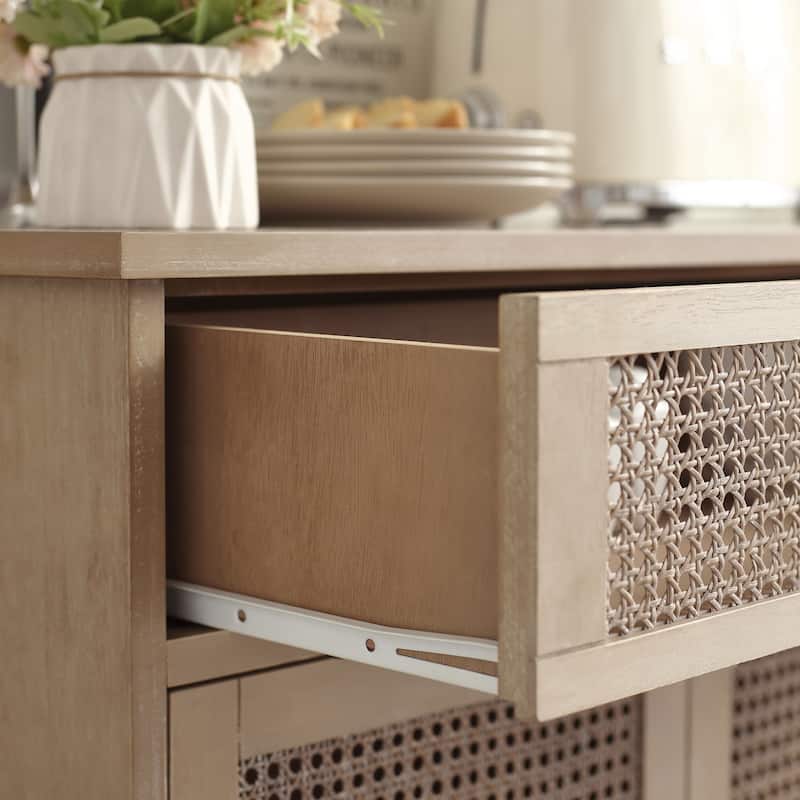 Art Leon Woven Rattan Wicker Accent Cabinet