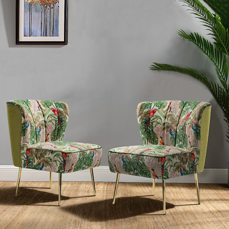 Almira Contemporary Upholstered Armless Side Chair with Tufted Back Set of 2 by HULALA HOME