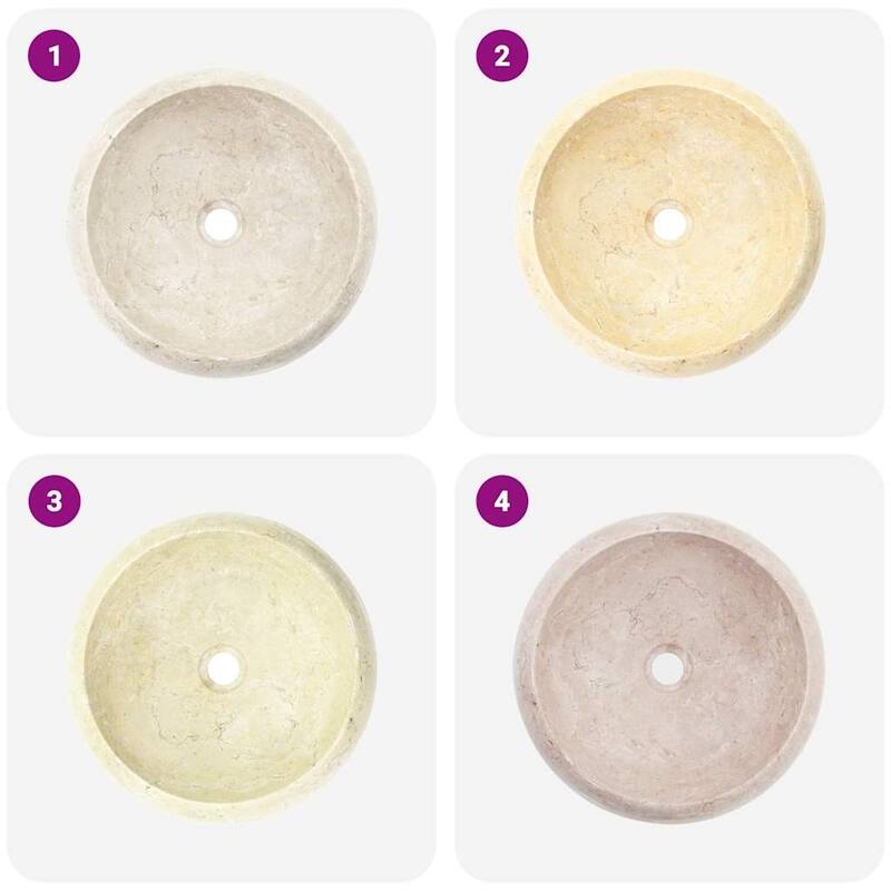 vidaXL Bathroom Basin, Ø15.7x4.7 Inches, Marble Round - 15.7"x4.7"