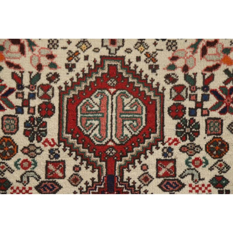 Geometric Abadeh Persian Vintage Runner Rug Handmade Wool Carpet - 2'0"x 4'9"