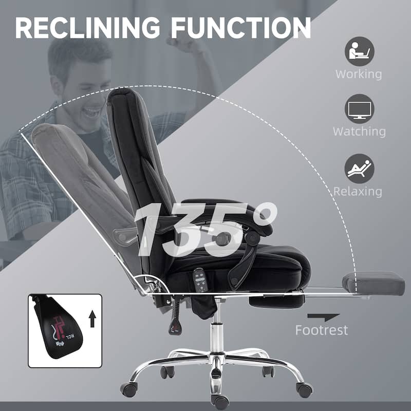 Vinsetto Massage Office Chair with 6 Vibration Points, Heated Reclining Computer Chair, Swivel Desk Chair