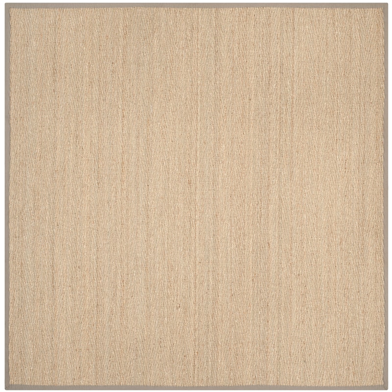 SAFAVIEH Natural Fiber Trilby Herringbone Seagrass Rug - 8' Square - Natural/Grey