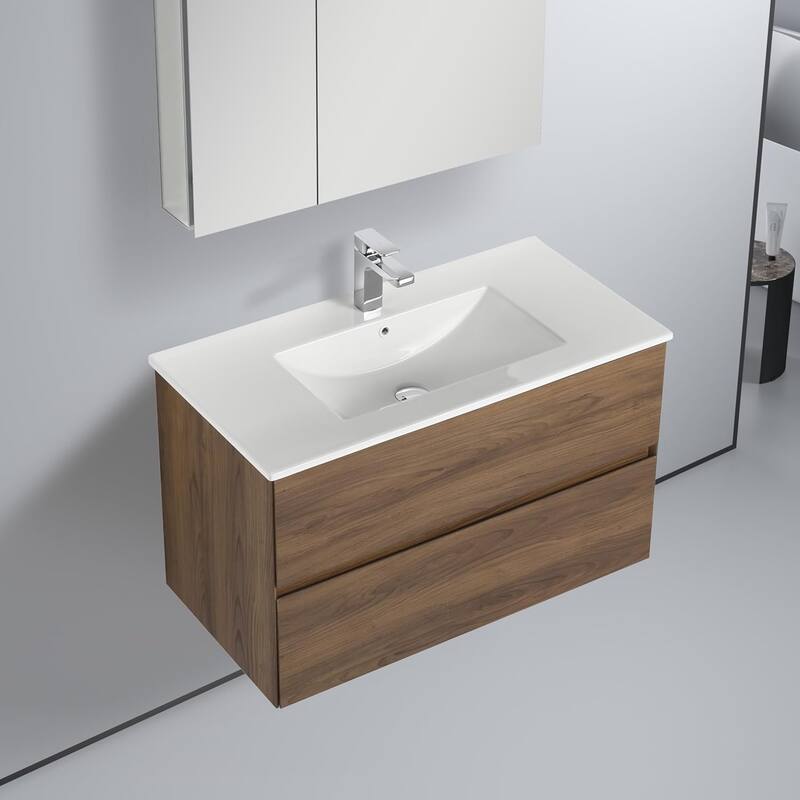 Blossom Assisi 36" Wall Mount Vanity w/ Sink, Glossy White