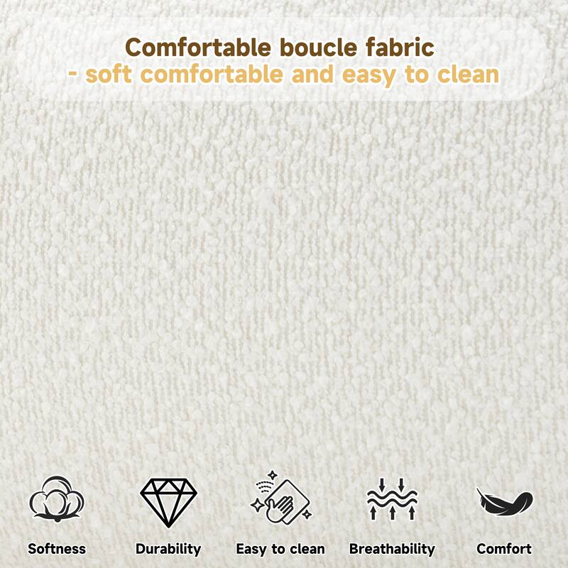 Modern Cream Fabric Upholstered Bed with Curved Headboard, King Size, Easy Assembly