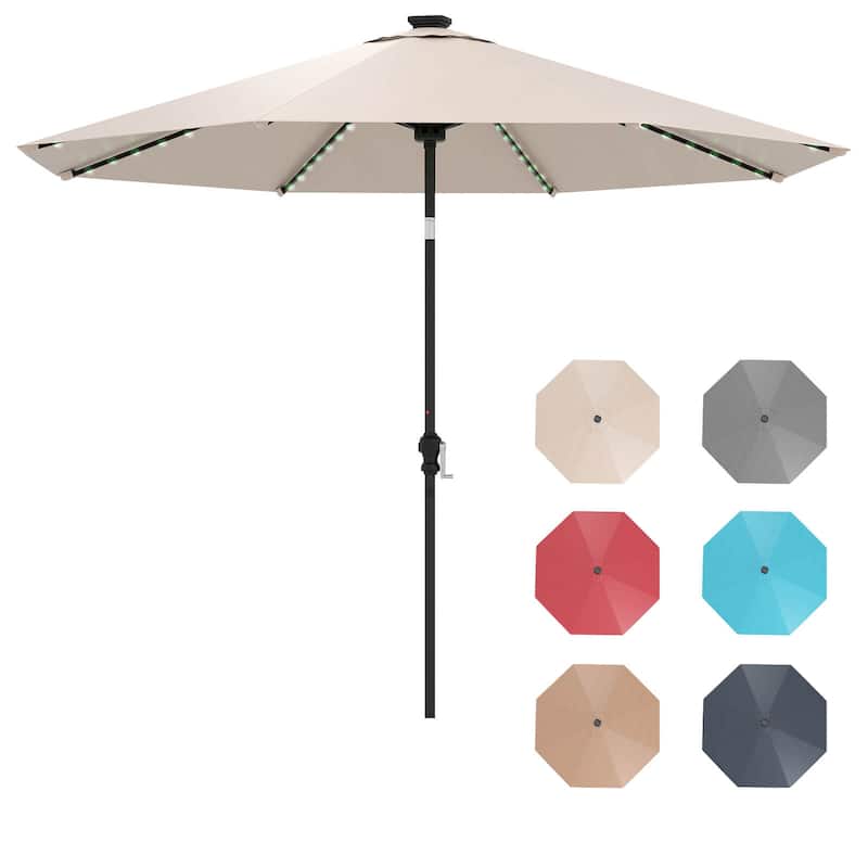 Costway 10 FT Solar Patio Umbrella with 96 LED Lights 35° Adjustable