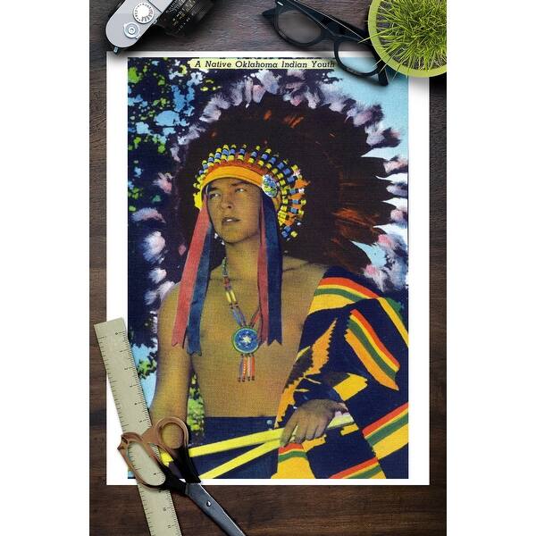 Shop Oklahoma Native American Youth In Headdress Art Print Multiple Sizes Available 9 X 12 Art Print Overstock 27941063