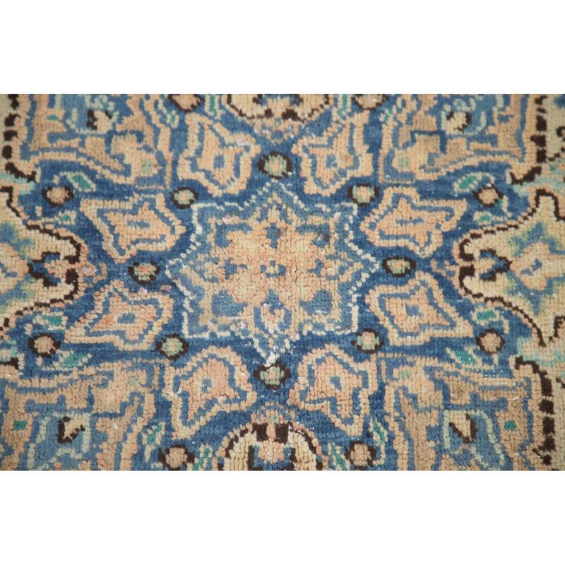 Hand Knotted Oriental 100% Wool Carpet Traditional Medallion Peach Mashad Area Rug - 11' 0'' X 7' 11''