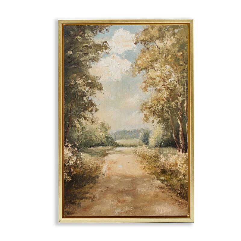 Stupell Walk Through Country Forest Framed Floater Canvas Wall Art Design By Petal Prints Design - 21 x 31 - Gold