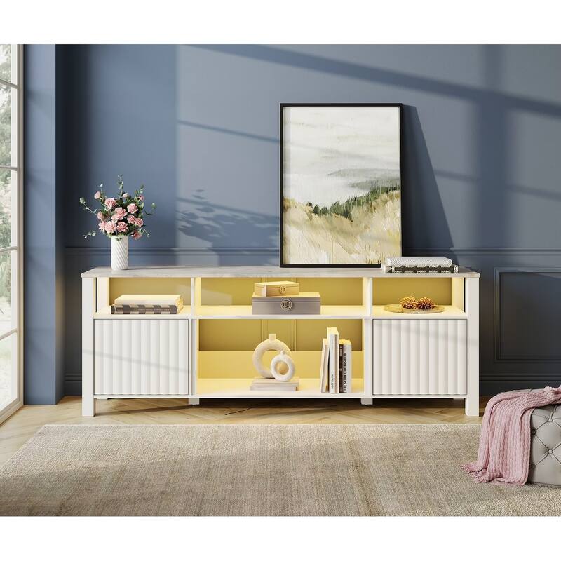 LED TV Stand for 75 Inch TV, Modern TV Console Table with Cabinet