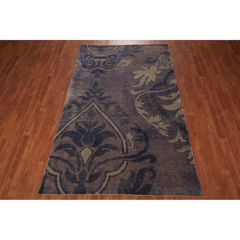 Abstract Oriental Area Rug Handmade Wool Carpet - 5'0" x 7'10"