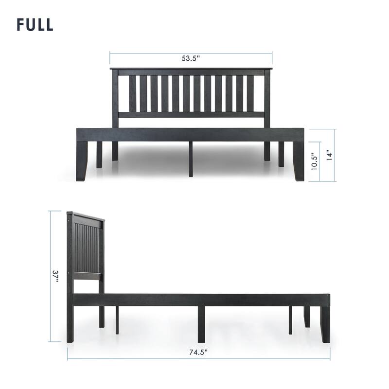 Solid Wood Platform Bed with Paneled Headboard Multiple Colors