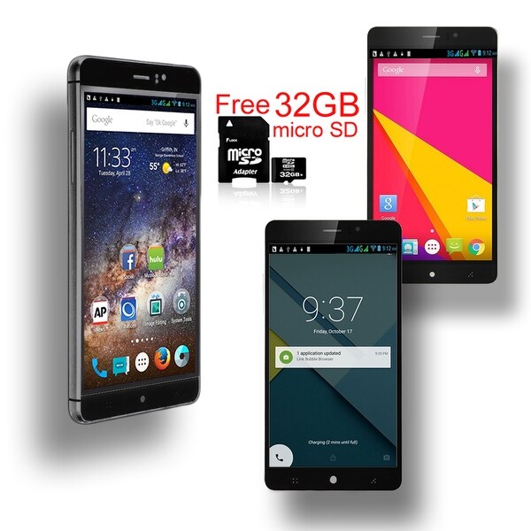 Indigi® (GSM Unlocked) 6.0in 3G Smartphone Android 5.1 SmartPhone + WiFi + Bluetooth + 32gb microSD Included - Black