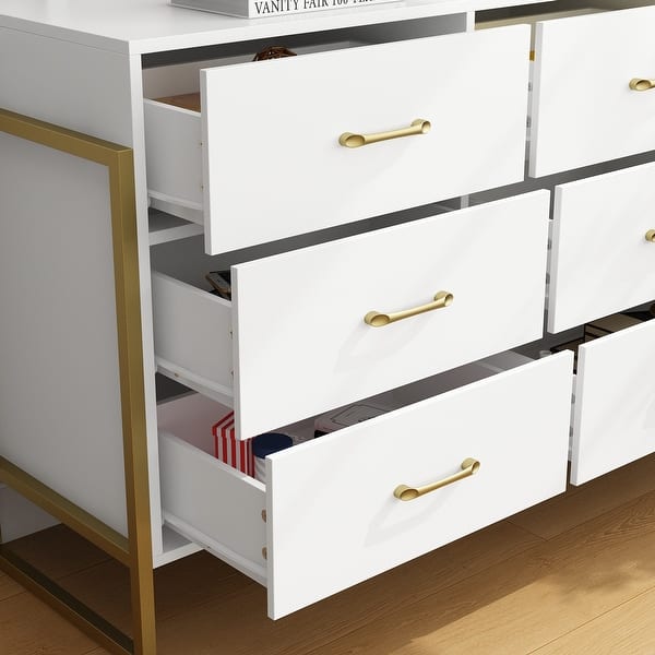 Versatile 9-Drawer Dresser - Sleek Black & Gold, Premium Quality Chest -  Bed Bath & Beyond - 38924469