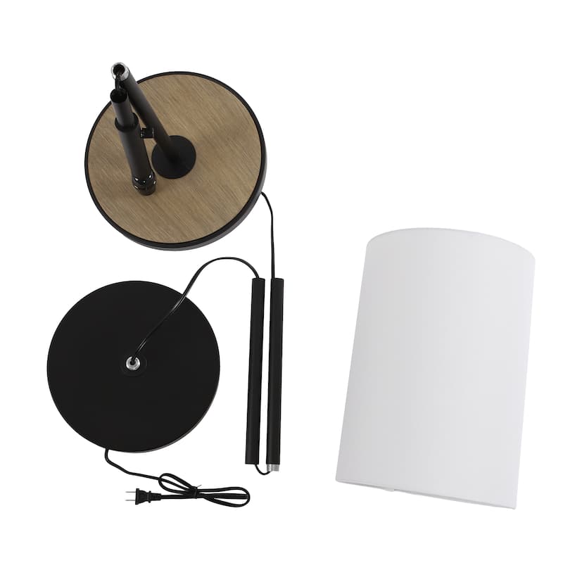 Metal Wood Floor Lamp with USB Port