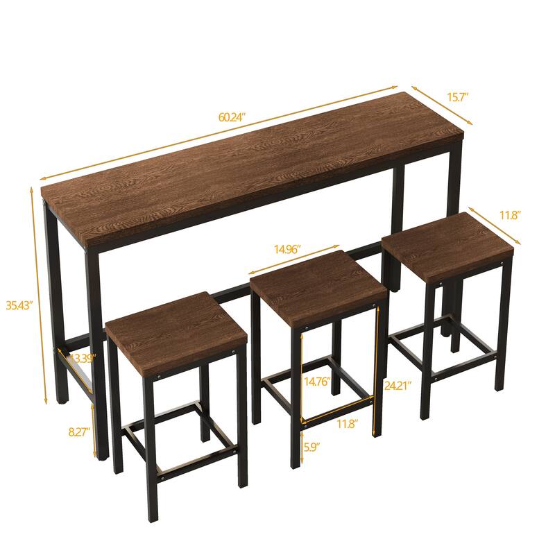Pub Table Set with 3 Stools