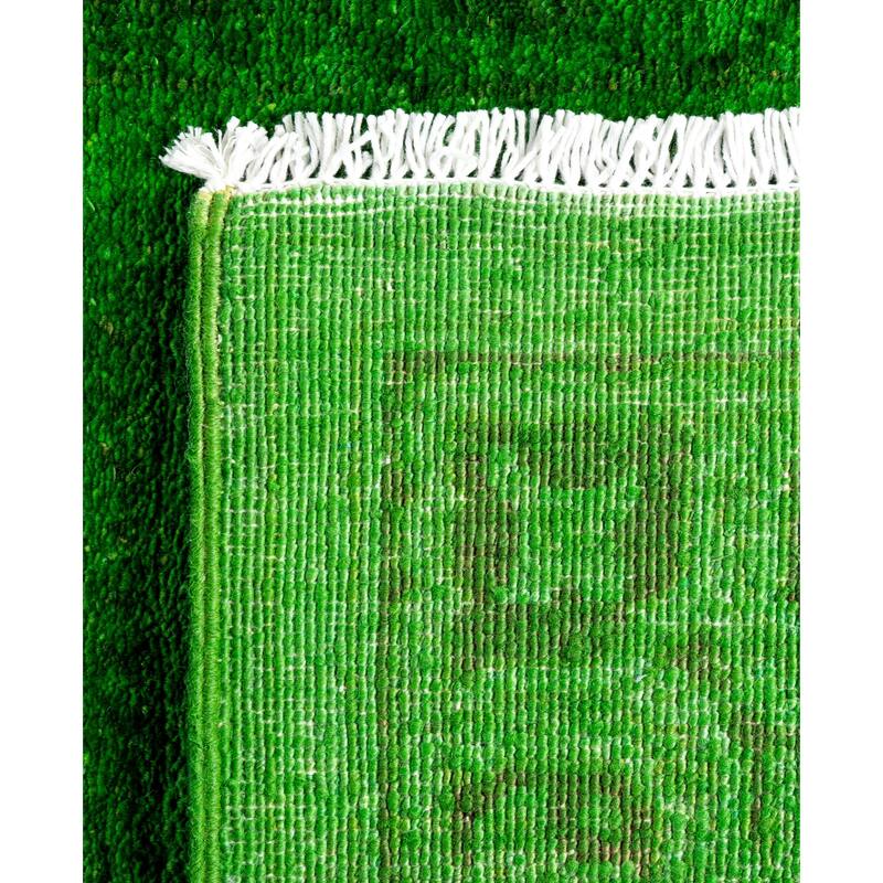 Overdyed One-of-a-Kind Hand-Knotted Area Rug - Green - 2' 4" x 14' 0"