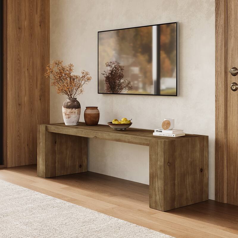 Solid Wood Entryway Bench, 59'' Farmhouse Indoor Bench Seat