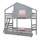 preview thumbnail 5 of 5, Twin over Twin Bunk Bed with 2 Drawers and Shelf, Window & Roof