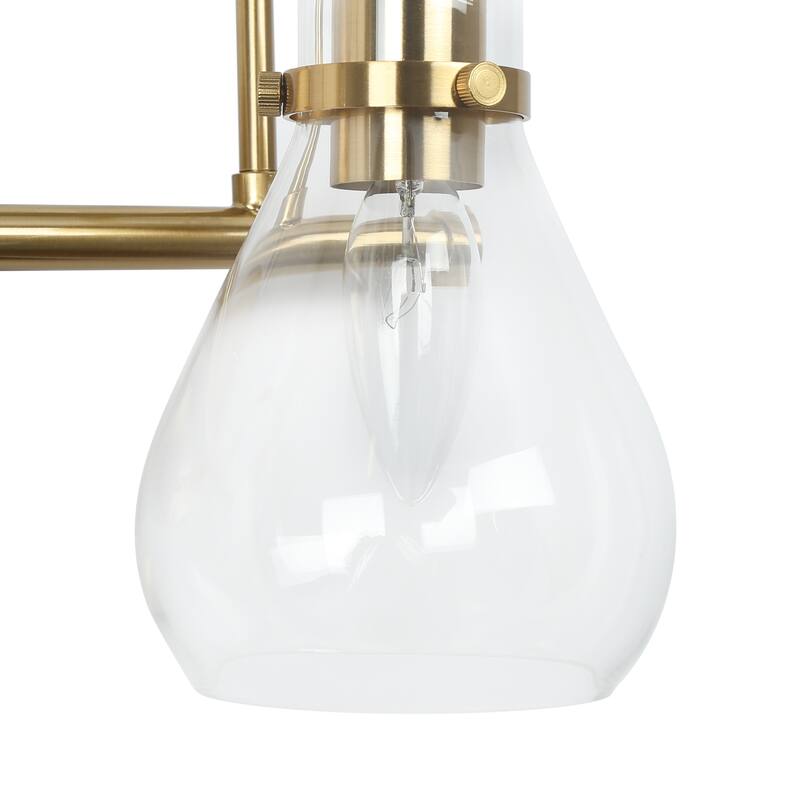 Nalia Modern Brass Gold Bathroom Vanity Light Linear Glass Wall Sconces for Powder Room