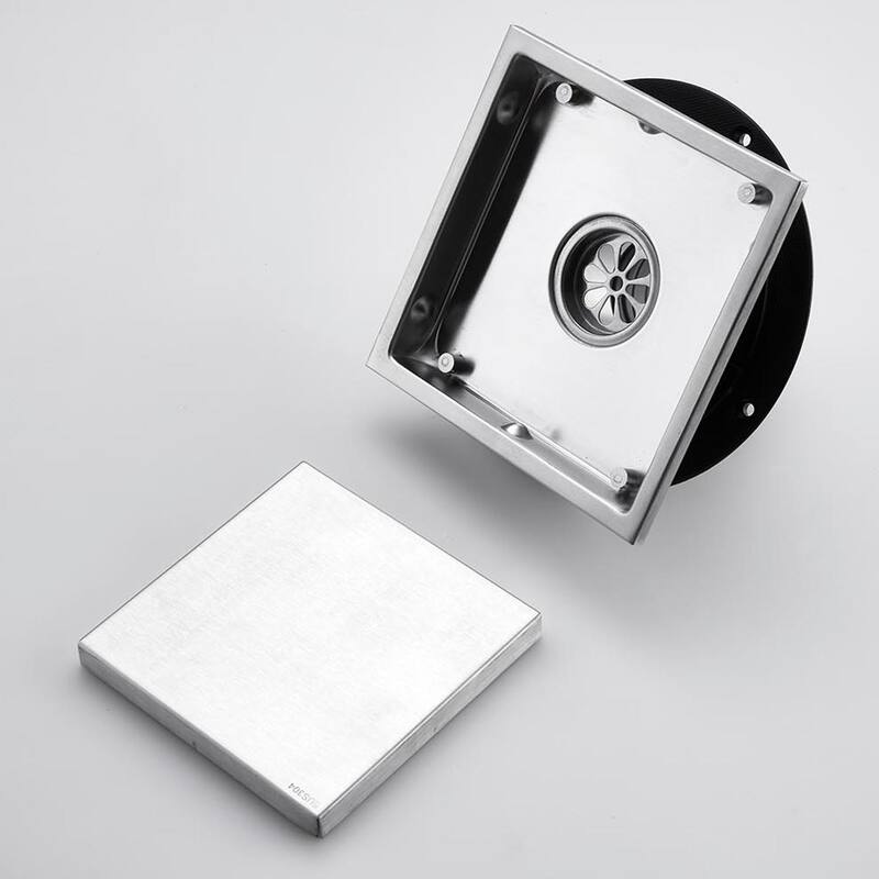 Topcraft 6-Inch Stainless Steel Square Floor Drain