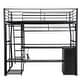 preview thumbnail 8 of 15, Full Size Gaming Loft Bed with Built-in Work Station, Open Wardrobe and LED Light, Metal Loft Bedframe with Storage Shelves