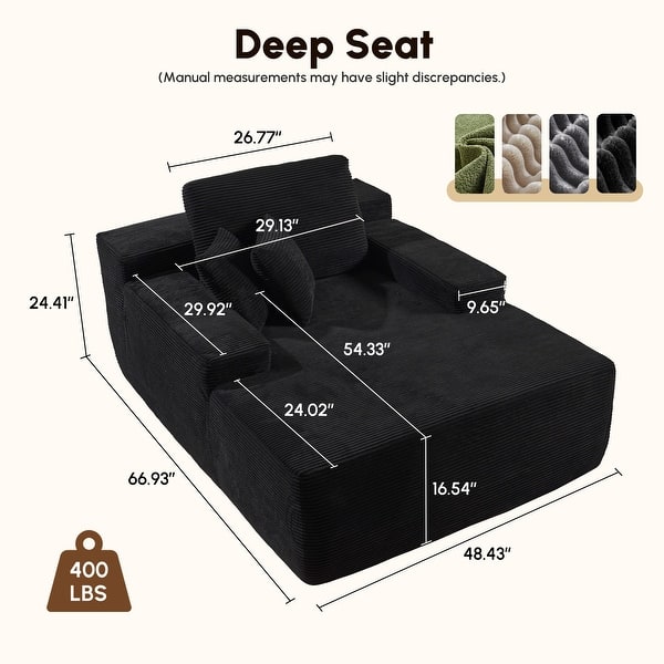 dimension image slide 9 of 13, HOOOWOOO Modern Upgraded Fabric Sofa Chaise Lounge