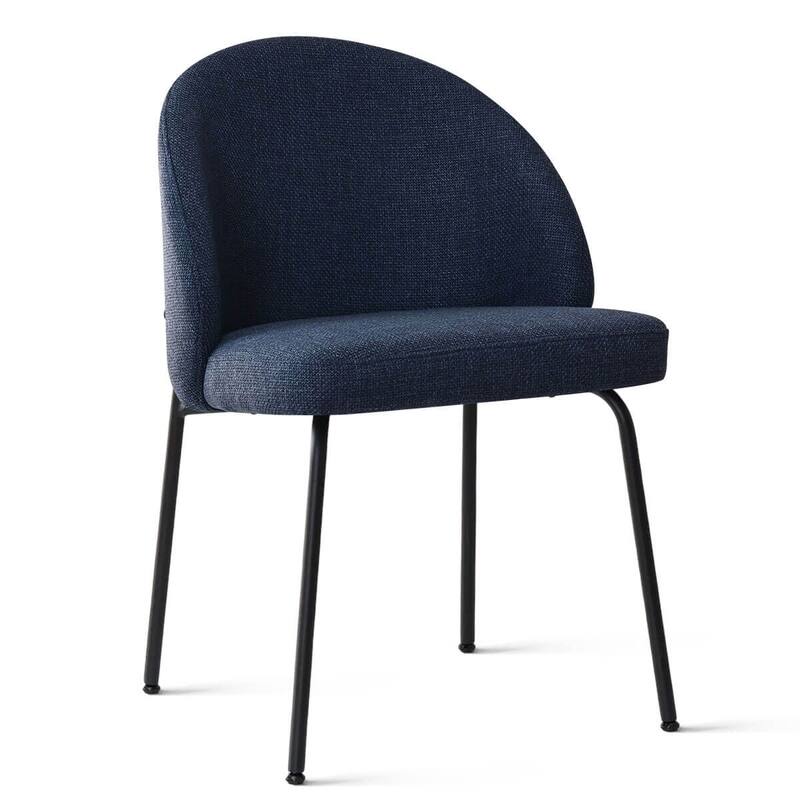 Modern Fabric Dining Chairs with Curved Back(Set of 2)