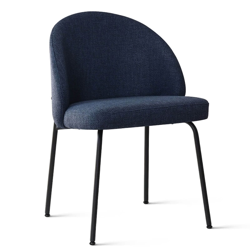 Modern Fabric Dining Chairs with Curved Back and Steel Legs, Set of 4