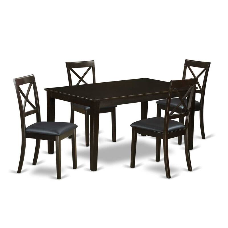 HomeStock 5-Pc Cappuccino Solid Wood Top - Dining Room Set - Seats 4