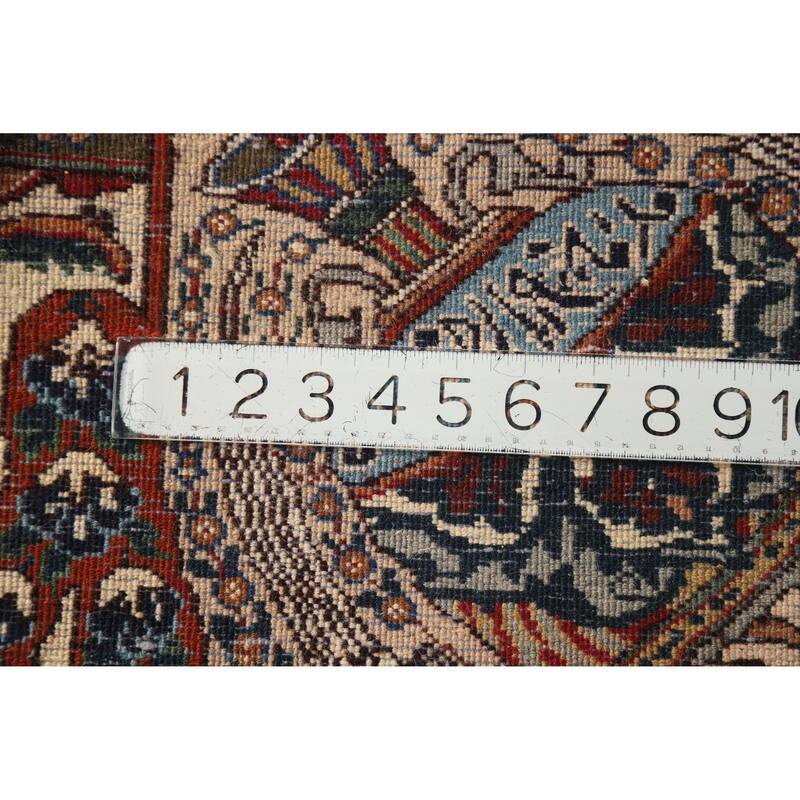Hand Knotted Oriental 100% Wool Carpet Traditional Floral Navy Blue & Blues Kashmar Area Rug - 12' 9'' X 10' 0''