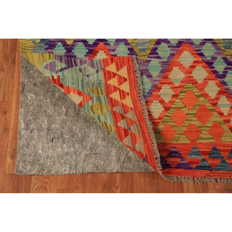 Colorful Kilim Area Rug Hand-Woven Bedroom Multi-Color Wool Carpet - 8'2"x 10'2"