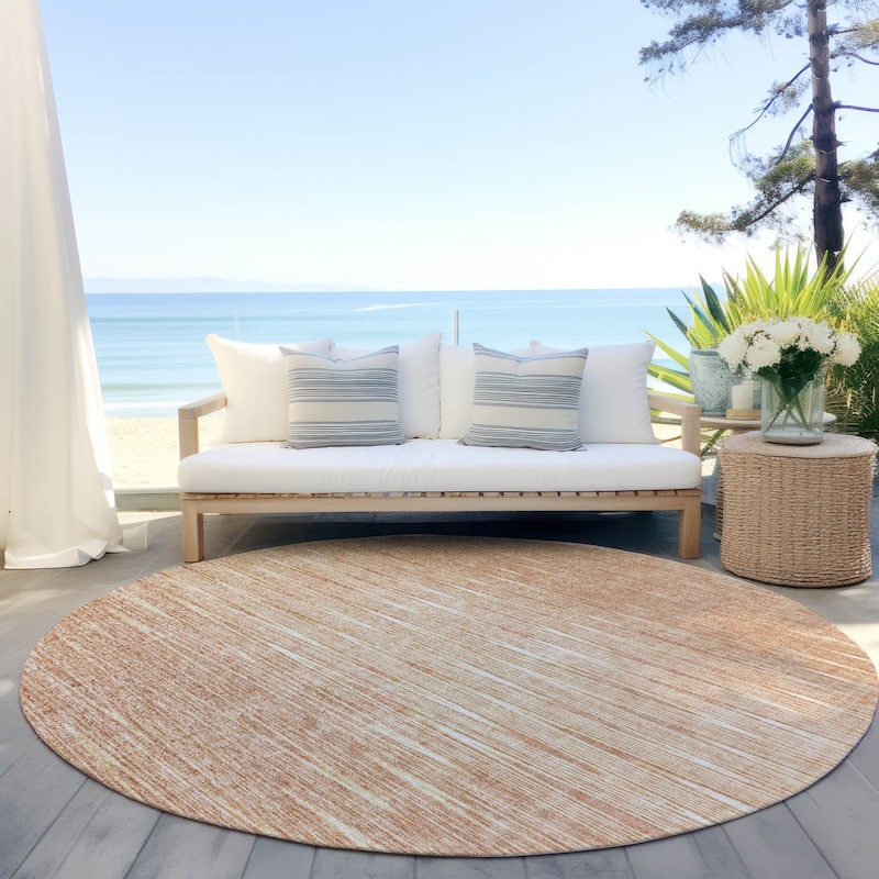 Machine Washable Indoor/ Outdoor Chantille Ombre Stripes Rug - Salmon - 8' x 8'
