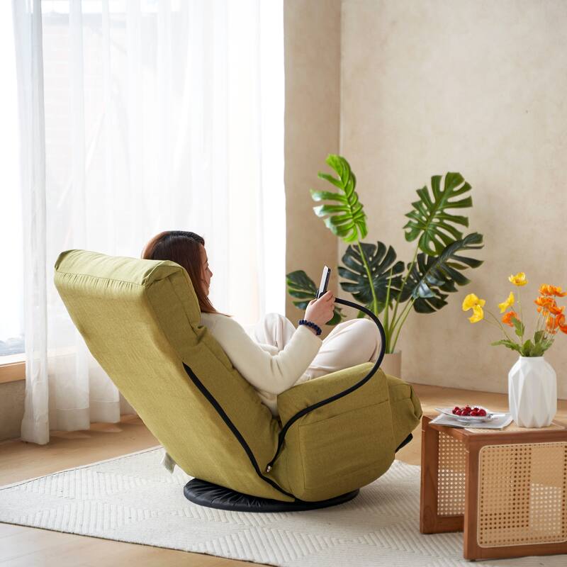 360 Degree Swivel Recliner Chair with Phone Holoder,Modern Leisure Chair Game Chair