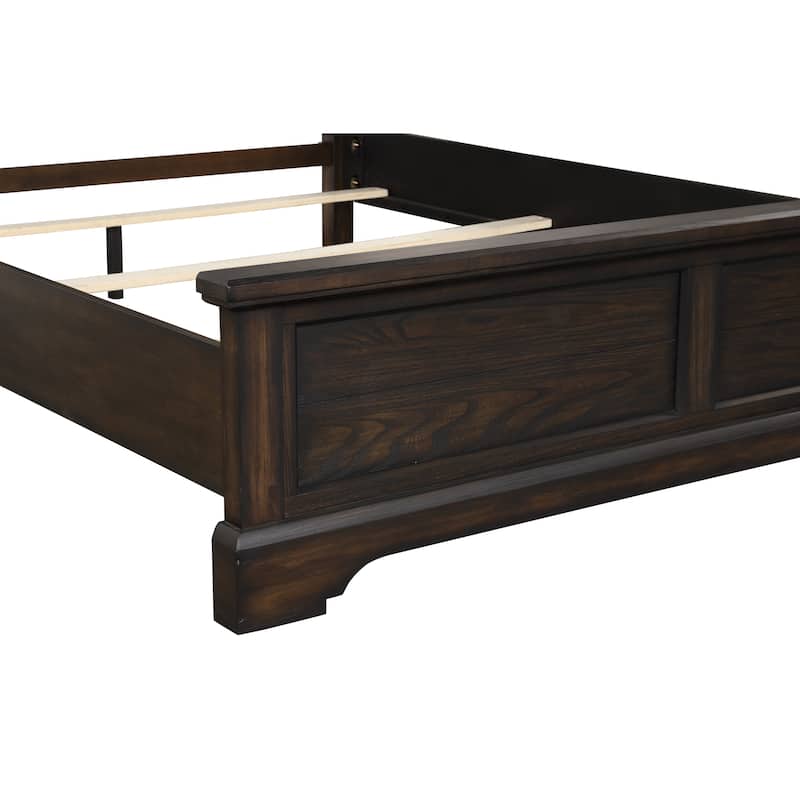 Traditional Mahogany Finish Queen Sleigh Bed with Elm Veneers