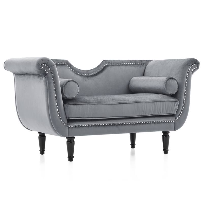 Christopher Knight Home - Velvet Bench with Nailhead Trim & Curved Arms