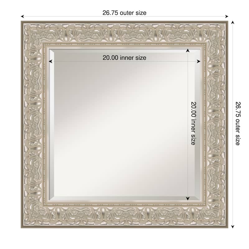 Luxe Beveled Framed Wall Mirror - 27 x 27 in - Luxe Silver Cream
